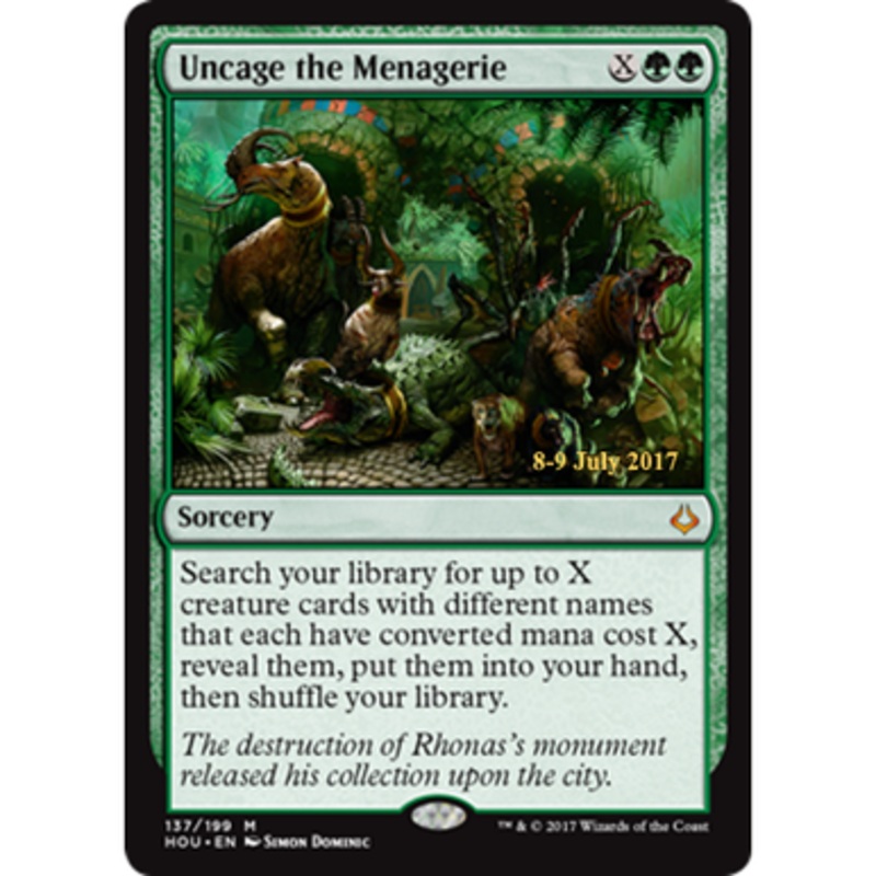 Uncage the Menagerie (Hour of Devastation Prerelease Foil) | Promotional Cards