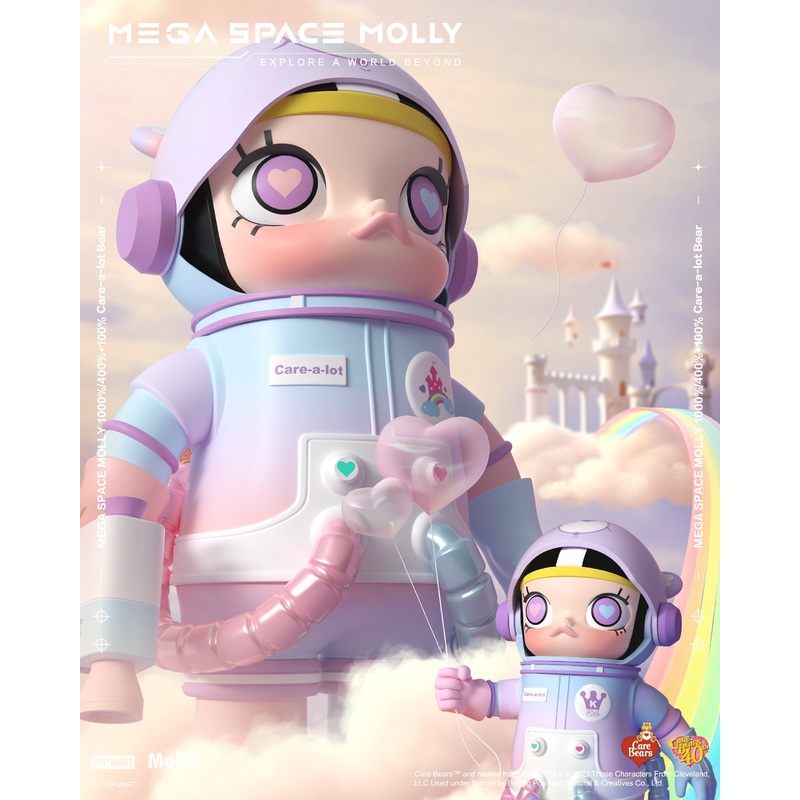 POP MART MEGA COLLECTION 400% + 100% SPACE MOLLY x Care Bears-Care-a-lot Bear