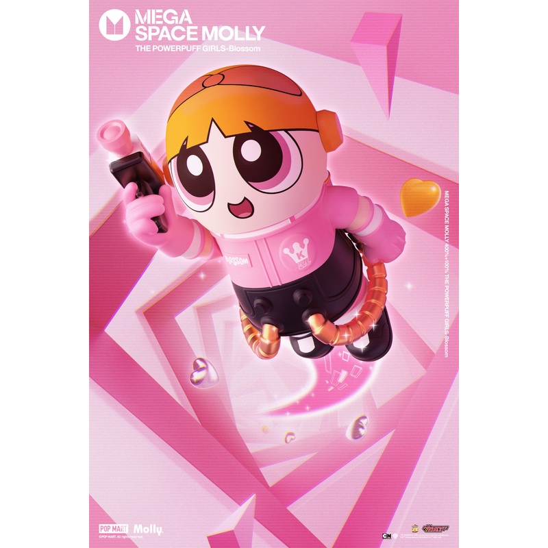 POP MART MEGA SPACE MOLLY 400%+100% THE POWERPUFF GIRLS-Blossom